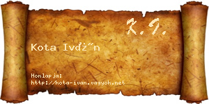 Kota Iván névjegykártya